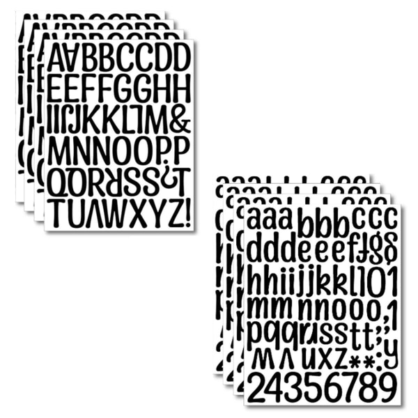 Ark med selvklebende bokstaver til å feste på, klistremerker med store og små bokstaver, KLB