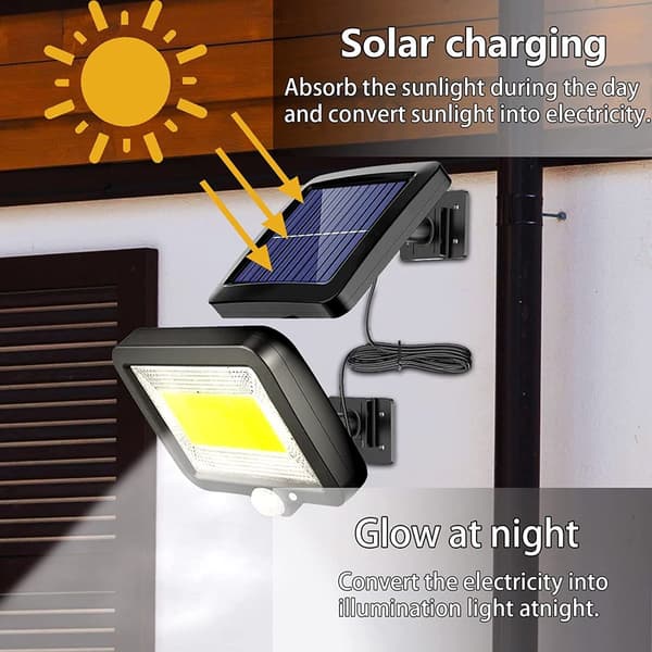 Solcelleflomlys med 100 LED, solcellelamper med bevegelsessensor, IP65 vanntett