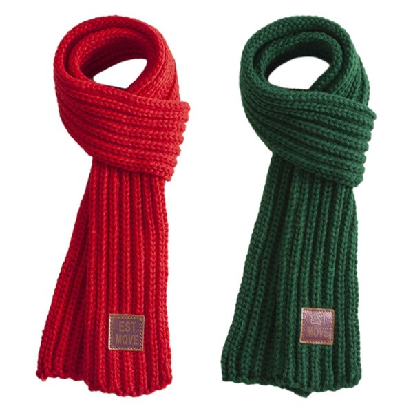 pieces barns vinter varma stickade halsdukar, varm halsduk, halsvärmare, röd + grön