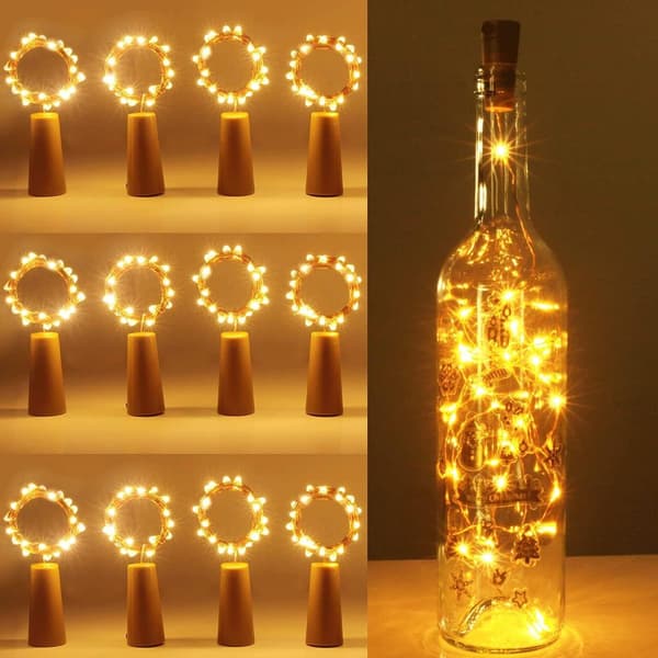 Kolpop Pakke med 12 flaskelys - 2m 20 LED - Varmhvit KLB