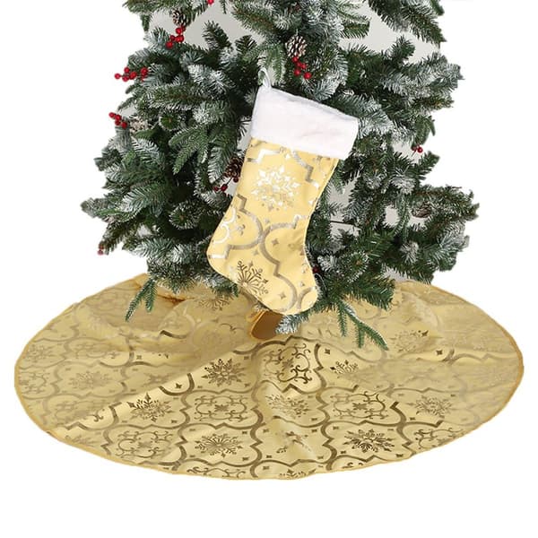 120cm Snöflinga Julgransmatta, Guld KLB