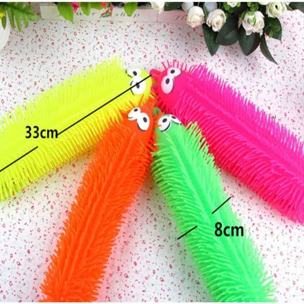 4 stk. Blinkende Lysende Strækbar Caterpillar Squishy Stressbolde Legetøj KLB