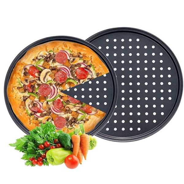 Pizza tray, pizza set 2 pieces, non-stick pizza baking tray with