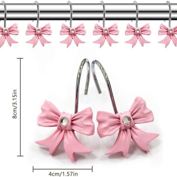 12 st dekorativa duschdraperikrokar rosa hartsbåge