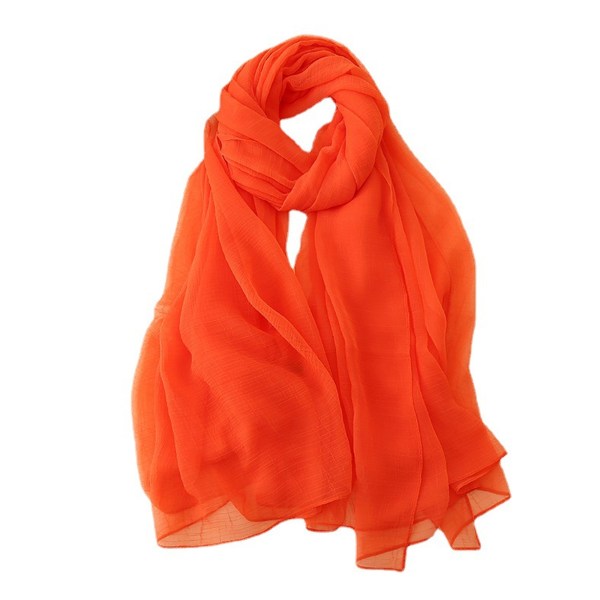 kvinners tynne dekorative ren farge silke skjerf oransje