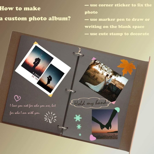Nahkainen DIY-valokuva-albumi, Scrapbook, käsintehty DIY-vintage-nahkainen muistoalbumi KLB