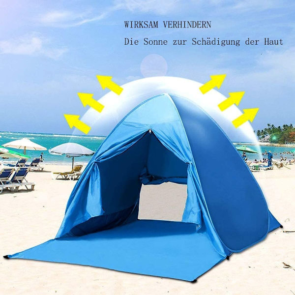 Pop-up strandtält för 1-3 personer, bärbart lektält med UV-skydd KLB