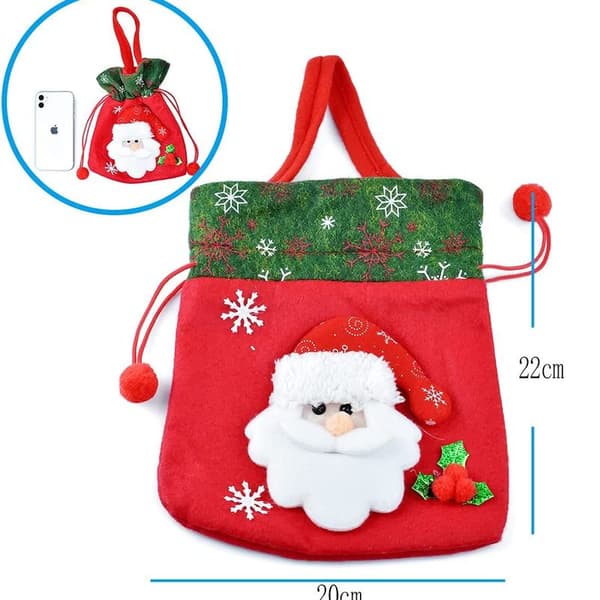 Presentpåse Julgodispåse i rött och grönt tyg