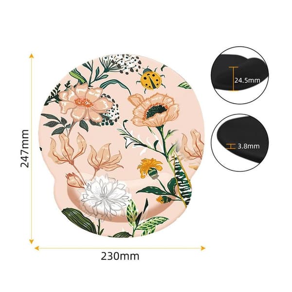 Blomster musematte med håndleddsstøtte, gummisåle, Slow Style2