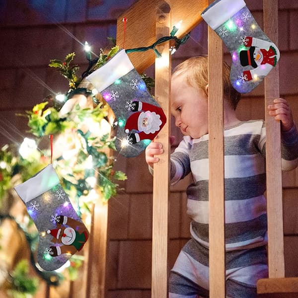 Julepynt med LED-hengende julestrømper, julestrømper, julealv