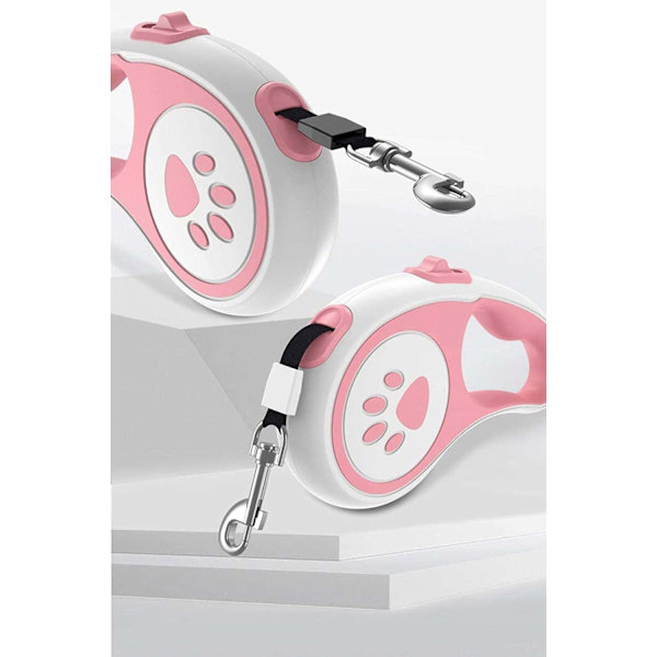 5m Inntrekkbar Hundekobbel Anti-floke Hundekobbel Kobbel for Små Store Hunder Heavy Duty Kjæledyr Gå Kobbel Rosa0