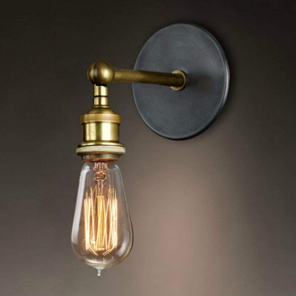 Retro ljusarmatur Vägglampa Industriell stil Justerbar mässingsfinish Vintage Edison Lamp E27 Sockel för heminredning, bar, restauranger, café