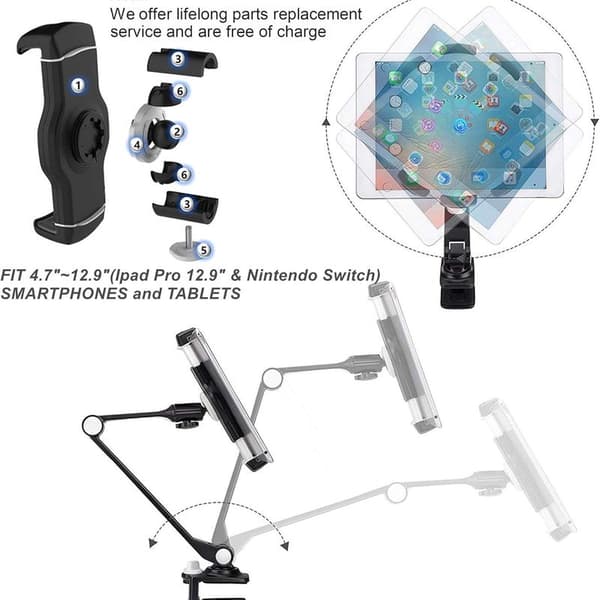 iPad skrivebordsholder, flat holder, multi-vinkel justerbar flat