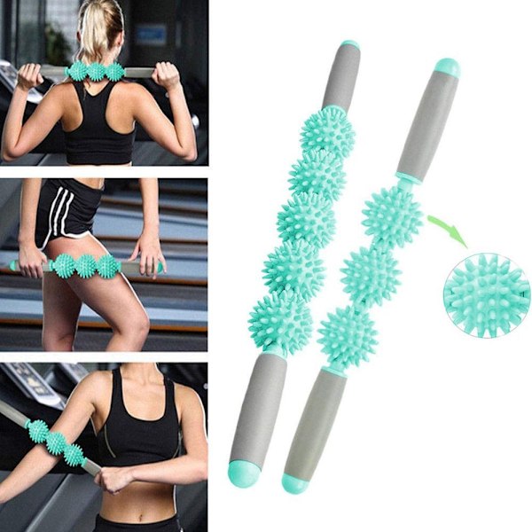 Fasciemassasjevals for cellulitter, muskelvalsestang, fettfrigivelse, lilla, fem baller