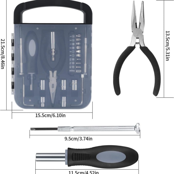 22-delad verktygslåda med set, portabel
