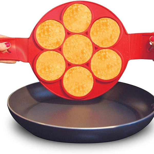 Nonstick silikon eggring pannekakeform, 7 hull kakeform silikon