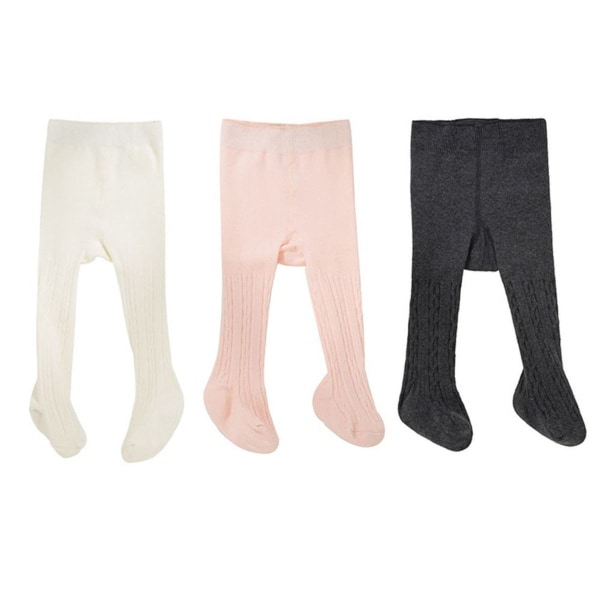 3 kpl baby sukkahousujen pakkaus - paksut taaperot, vaaleanpunainen + valkoinen + tummanharmaa KLB