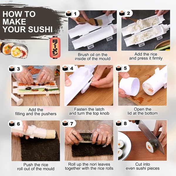 Sushi Maker (27*6cm Sort), Sushi Bazooka, DIY Sushi Maskine Grøntsager, Kød, Rulleværktøj, Køkkenudstyr, Sushi Værktøj