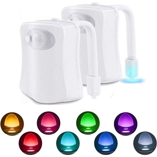 Liiketunnistimella varustettu WC-valo: 2 LED-yövaloa, joissa on 8 väriä