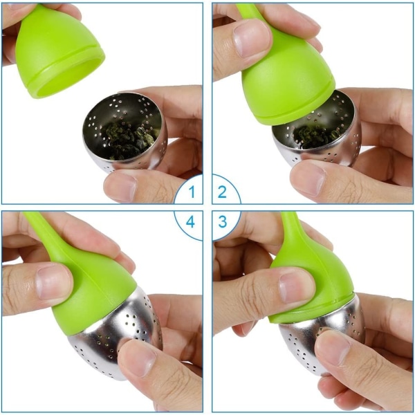 5-pack tesil med silikoninfuser, tekula i rostfritt stål, tesil med fat