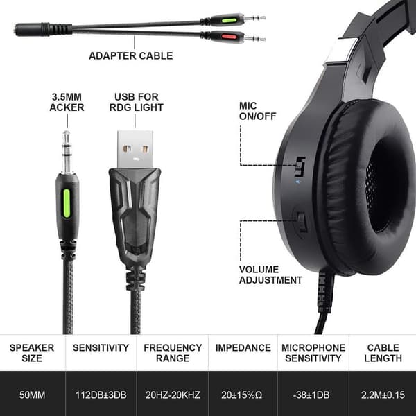 Gaming-headset Xbox One-headset med stereosurroundljud, PS4