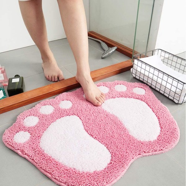 Sklisikker badematte (rosa) Stor 67*48cm, Hurtigtørkende kjøkkenmatte for baderom absorberer vann for soverom-