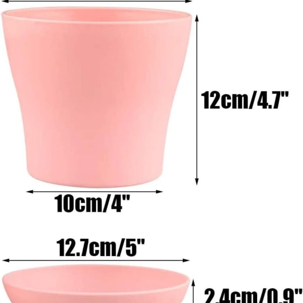 8 stk 14cm fargerike plastpotter, 8 plantefarger