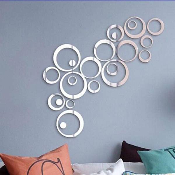 3D speil veggklistremerker Akryl Stereo Circle DIY Wall Stickers Soverom Stue KLB