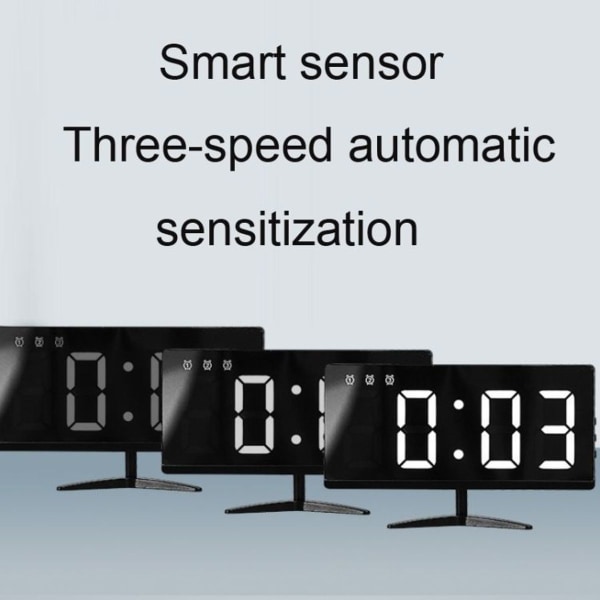 Elektronisk LED-klocka, smart digital bordsklocka (vit)