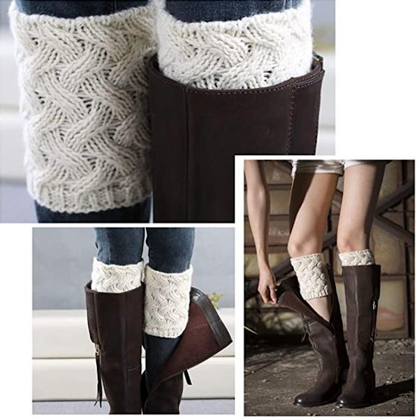 Par med dam vinter varma stövlettsockor beige + vit + ljusgrå + svart KLB
