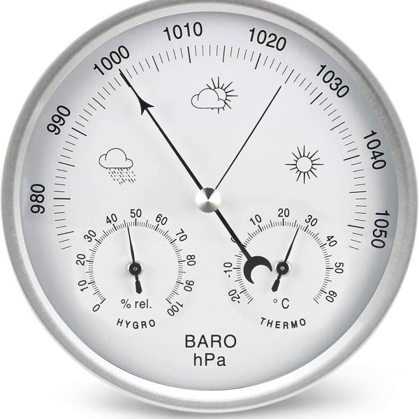 AMTAST værstasjon analog skivebarometer med termometer hygrometer KLB