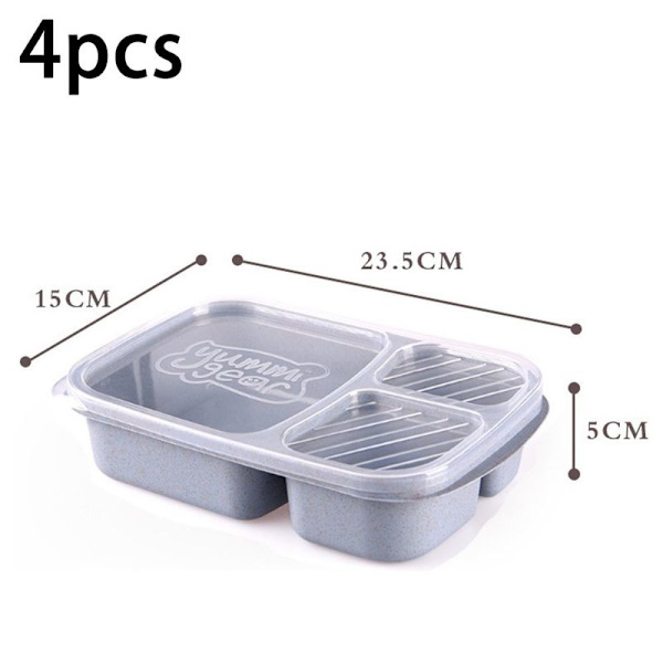 Lunchbox med fack för att förbereda måltider för barn, plast, blå