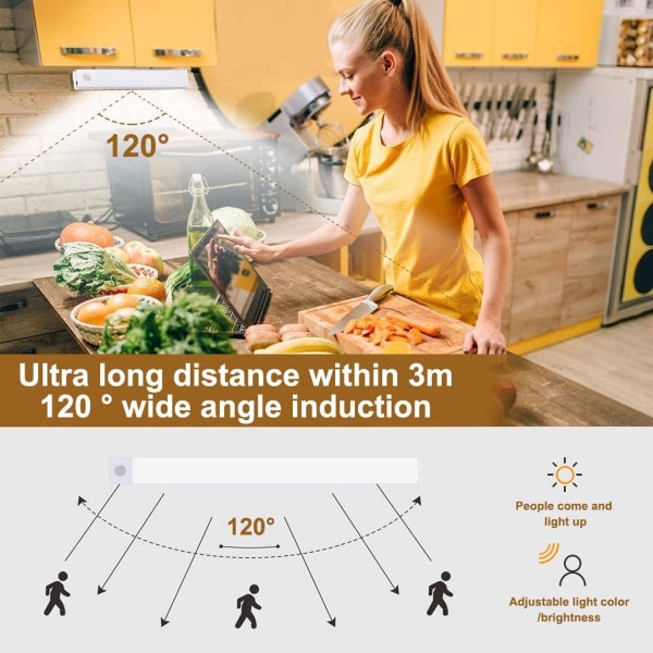 Trådløs bevegelsessensorlys under skap magnetiske lys sølv