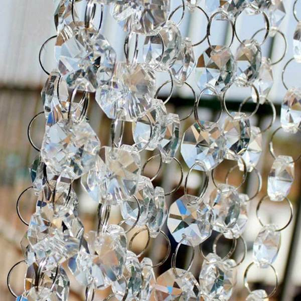 Transparent gardin med krystalperler