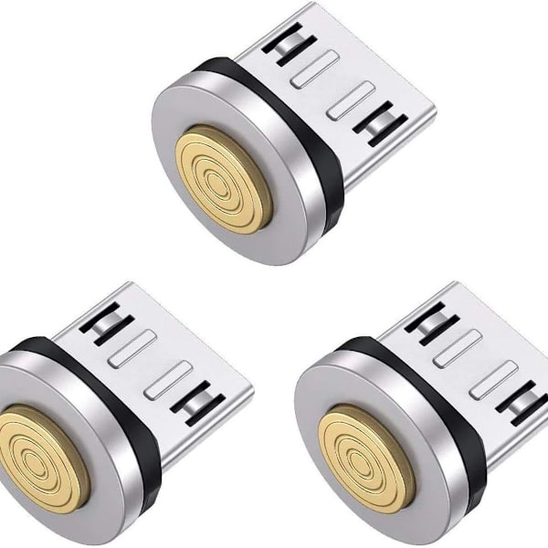 540 graders magnetisk laddningskabel nylonflätad 3-pack, tips för Micro USB KLB