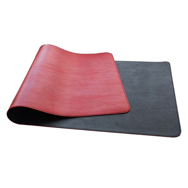 Läder Desk Pad Protector Kontorsbord Musmatta Svart + Röd