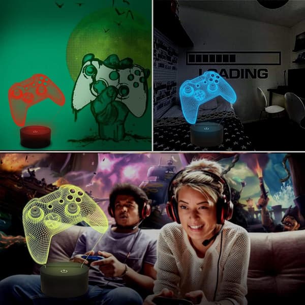 3D gamepad natlampe, spil konsol illusion lampe KLB