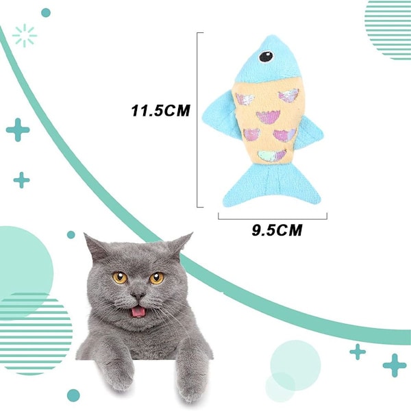 2-pack katt leksaker, kattungar, fisk leksaker, lätt papper för tuggning blå KLB