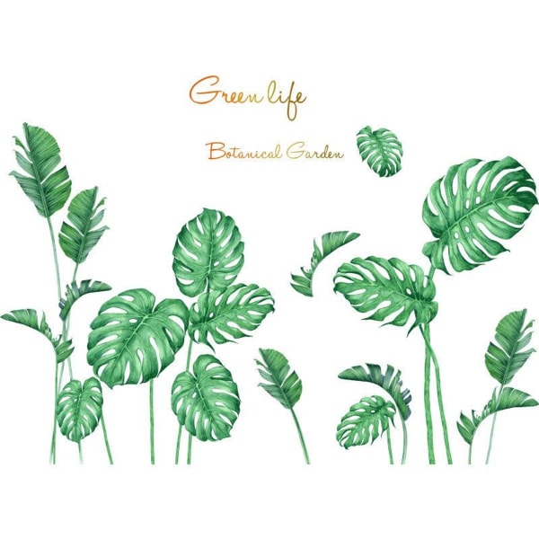 Grønne planter, friske blade, wallstickers, livlige tropiske blade, wallstickers KLB