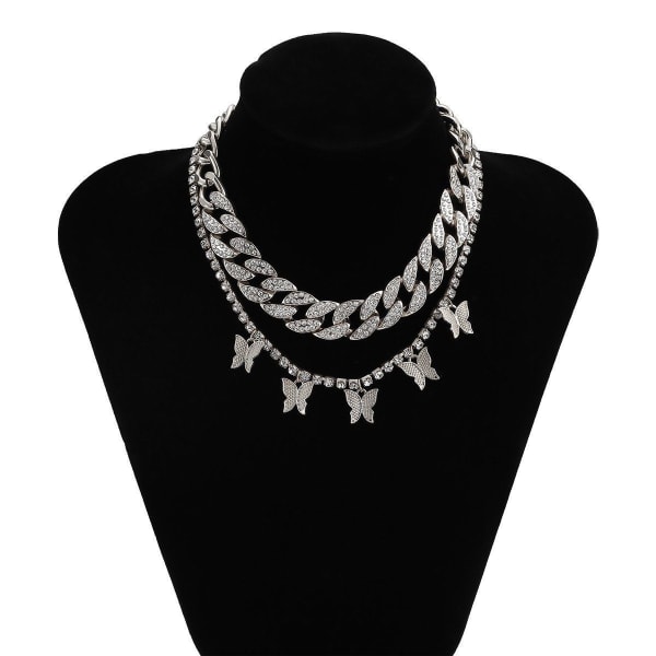 Halskæde med vedhæng retro krystal halskæde bøjler, gave til kvinder og piger