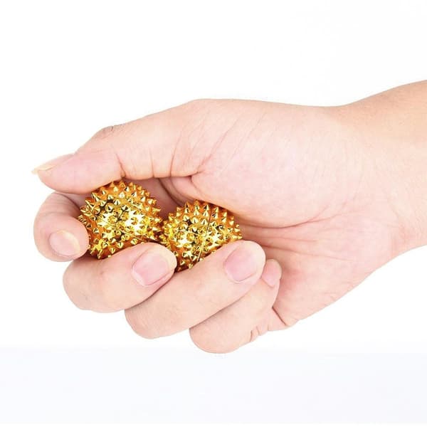 2 massagebolde til afslappende og beroligende massage eller som guld 3,2 cm