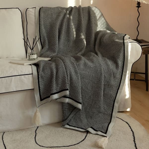 Strikket teppe, til sofa, kontor, sofa og seng, mykt teppe