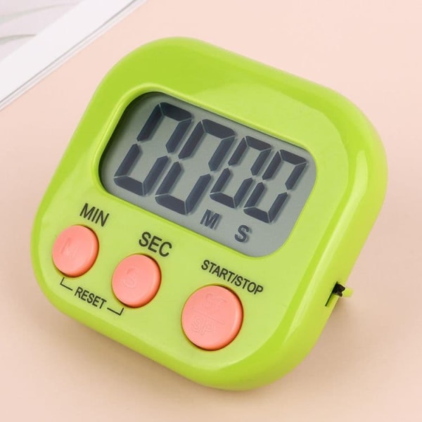 Magnetisk kökstimer med stor grön LCD-skärm, timers för matlagning, studier, högt larm och nedräkning -