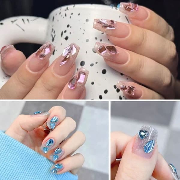 DIY Flat Bottom Shaped Glass Mixing Nail Rhinestone-06