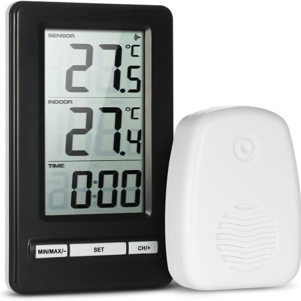 Trådløs digital LCD-termometer for innendørs og utendørs bruk