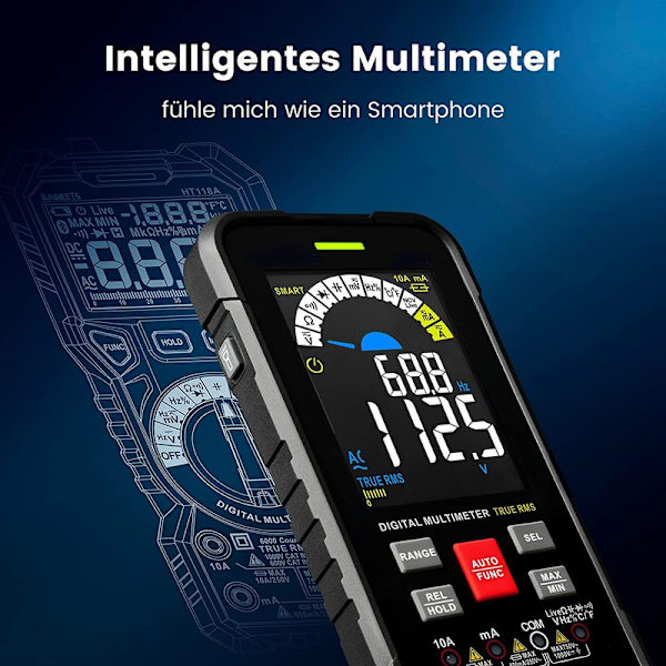 Digitalt multimeter med 10000 tellinger, Kaiweets KM601 intelligent