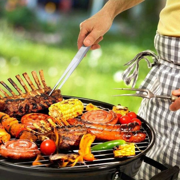Rustfrit stålkøkkentang, 30 cm lang grilltang, grillkødspincet,