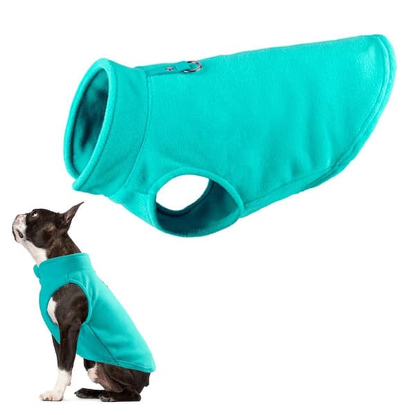 Varm pulloverfleece hundjacka med O-ring koppel - Vintergrön