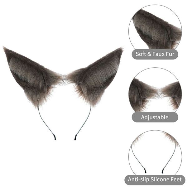 Furry Cat Wolf Fox Ears Hodebånd Halloween Hodeplagg Kostymefest KLB