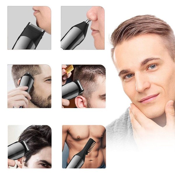 Skjeggtrimmer for menn - hårtrimmer, bart - USB oppladbar - LED display KLB